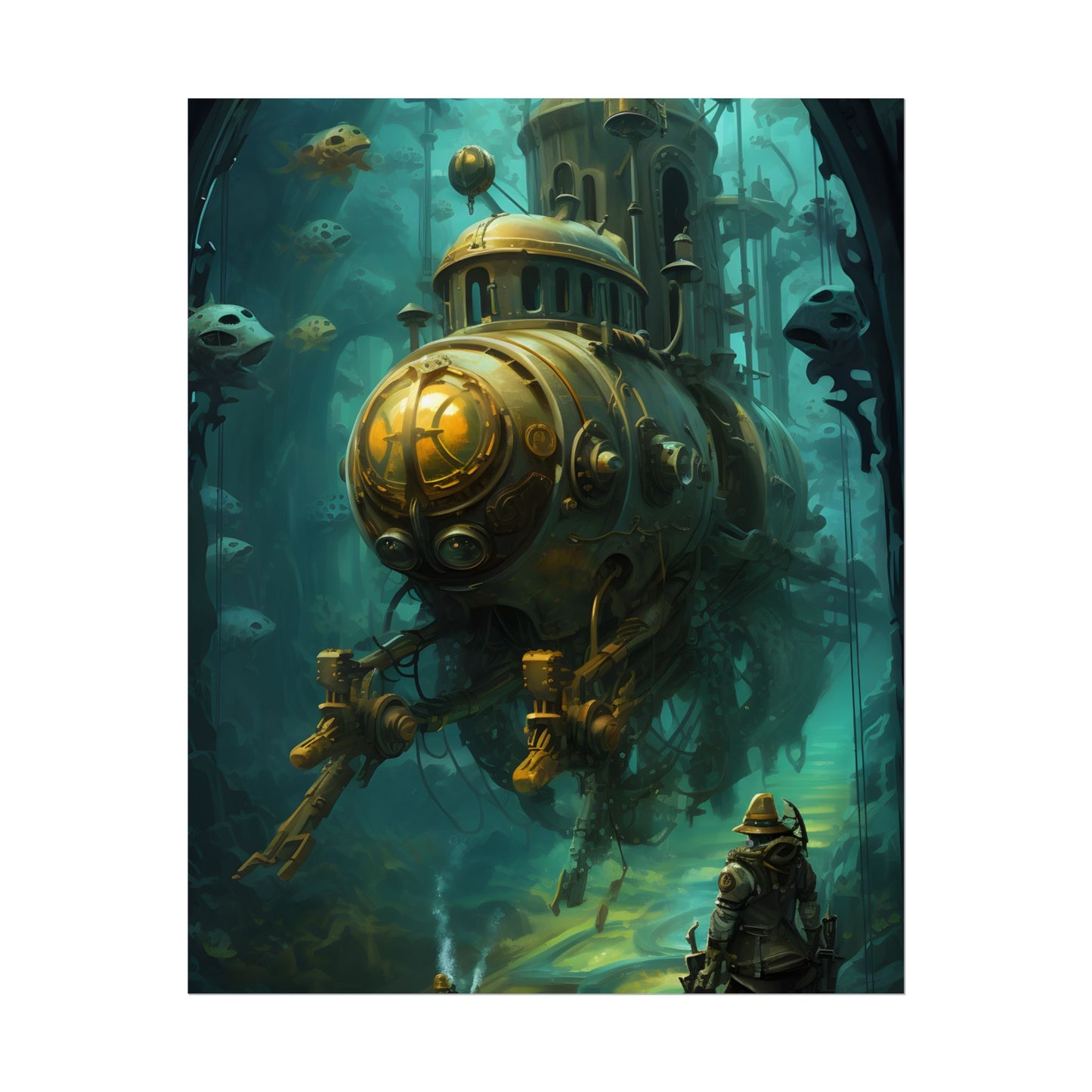 Underwater Steampunk Adventure: A Hero's Quest for Discovery - Poster