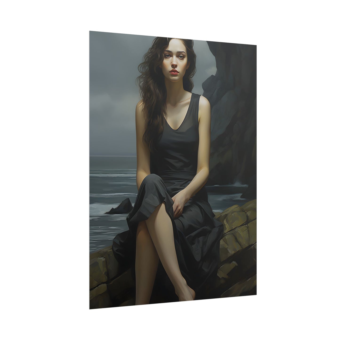 Serene Face with Glasses: Neutral Expression Art - Poster