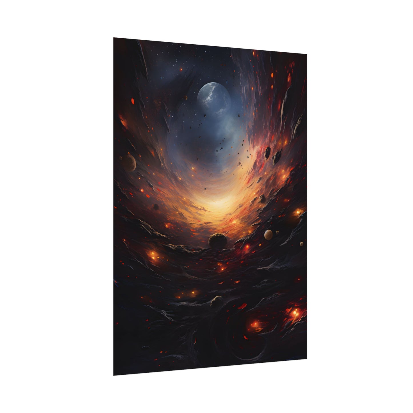 Cosmic Orbit: Six Planets Swirl Around a Black Hole - Poster