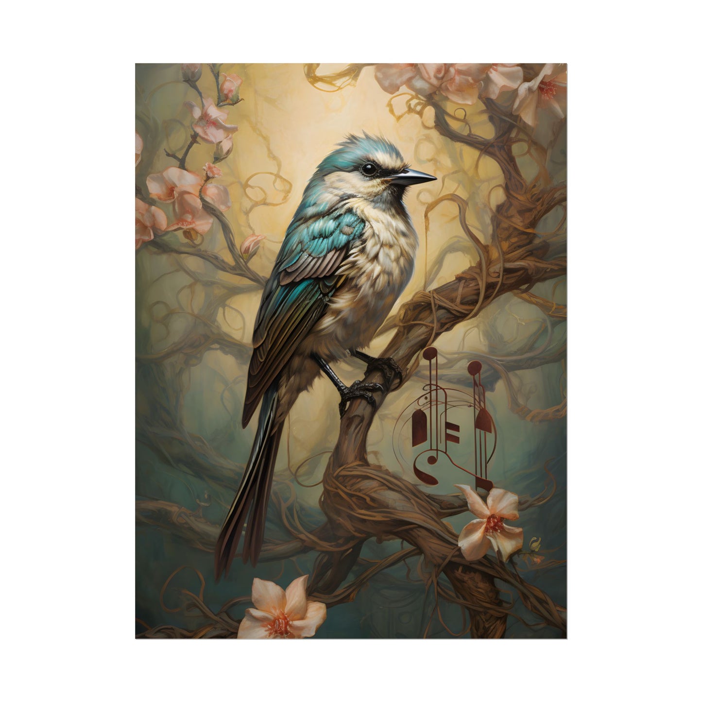 Blue Beauty: A Majestic Songbird in Nature - Poster
