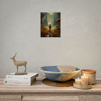 Futuristic Explorer in Wilderness: Digital Artwork - Poster