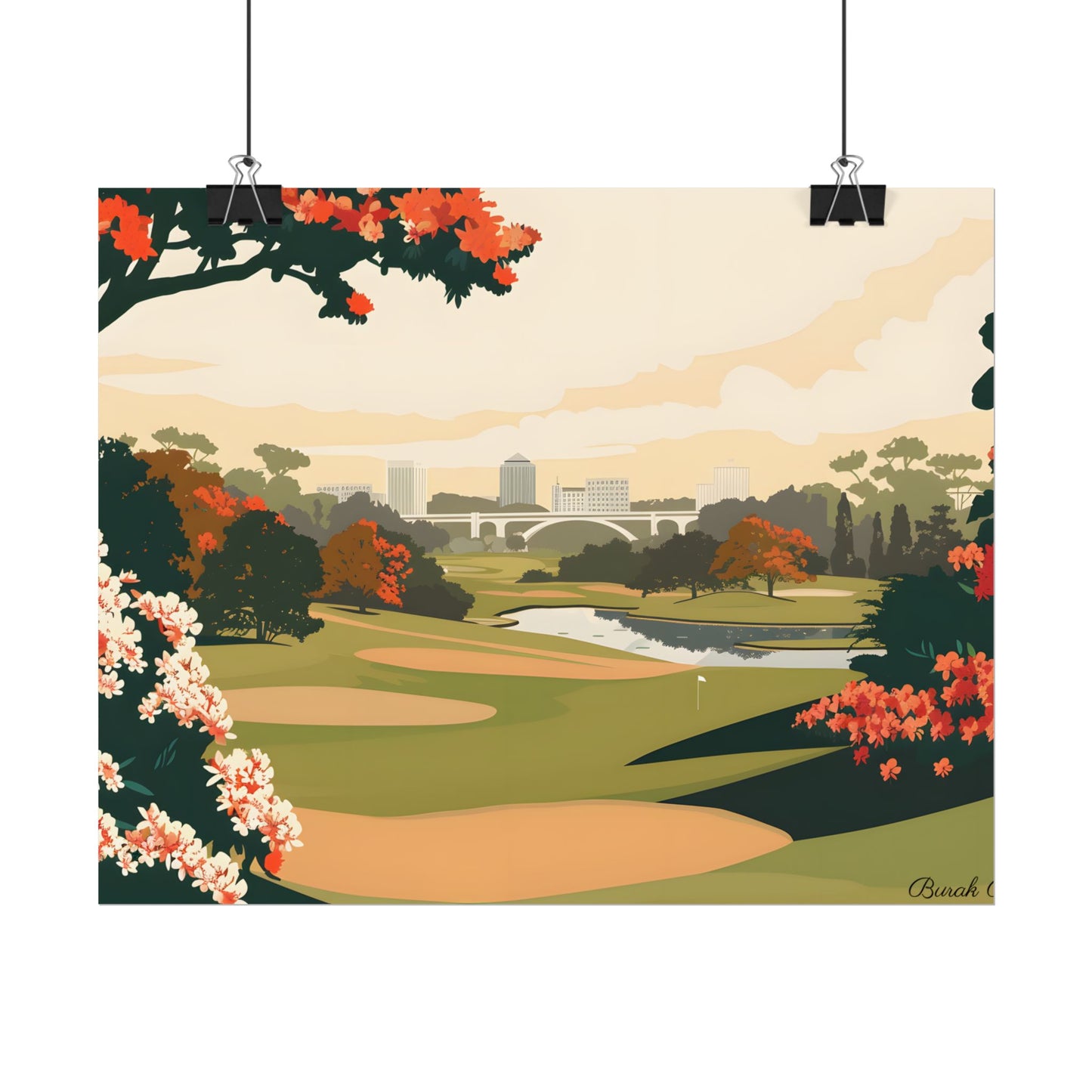 Retro Golf Illustration: Classic Course Art - Poster