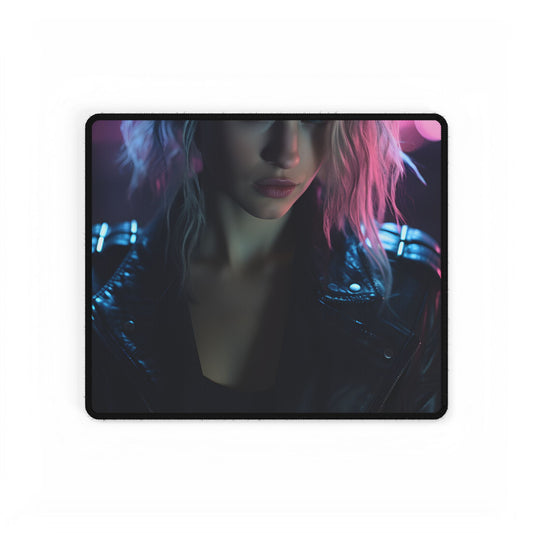 Cyberpunk Teen: Moody Expression Digital Art - Desk Mat