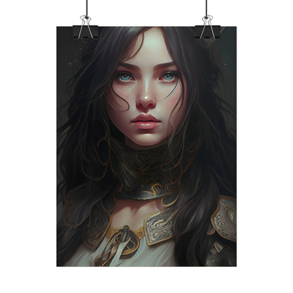 Vibrant Red Portrait: Dynamic Female Artwork - Poster