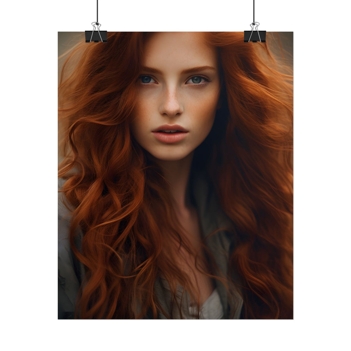 Gorgeous Redhead Woman: Natural Beauty Artwork - Poster