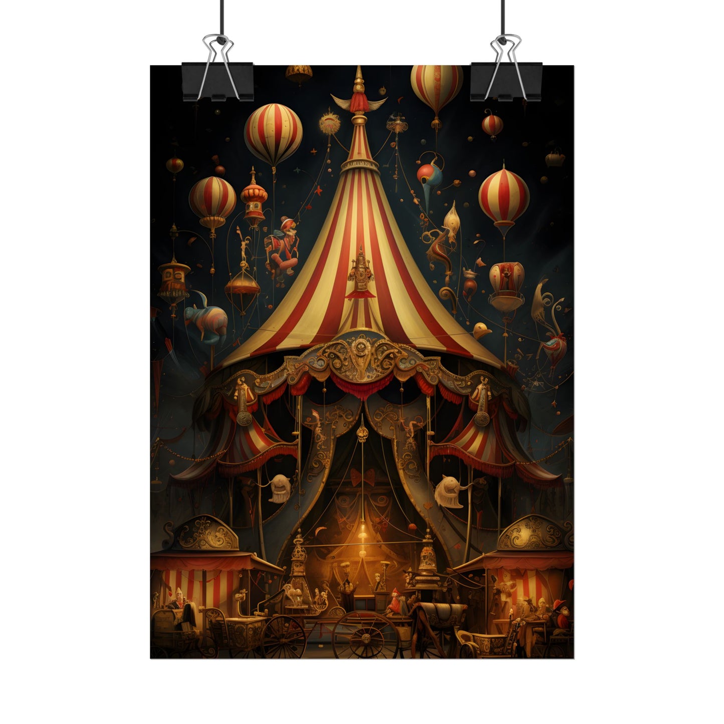 Whimsical Clockwork Circus: Fantastical Art with Vibrant Details - Poster