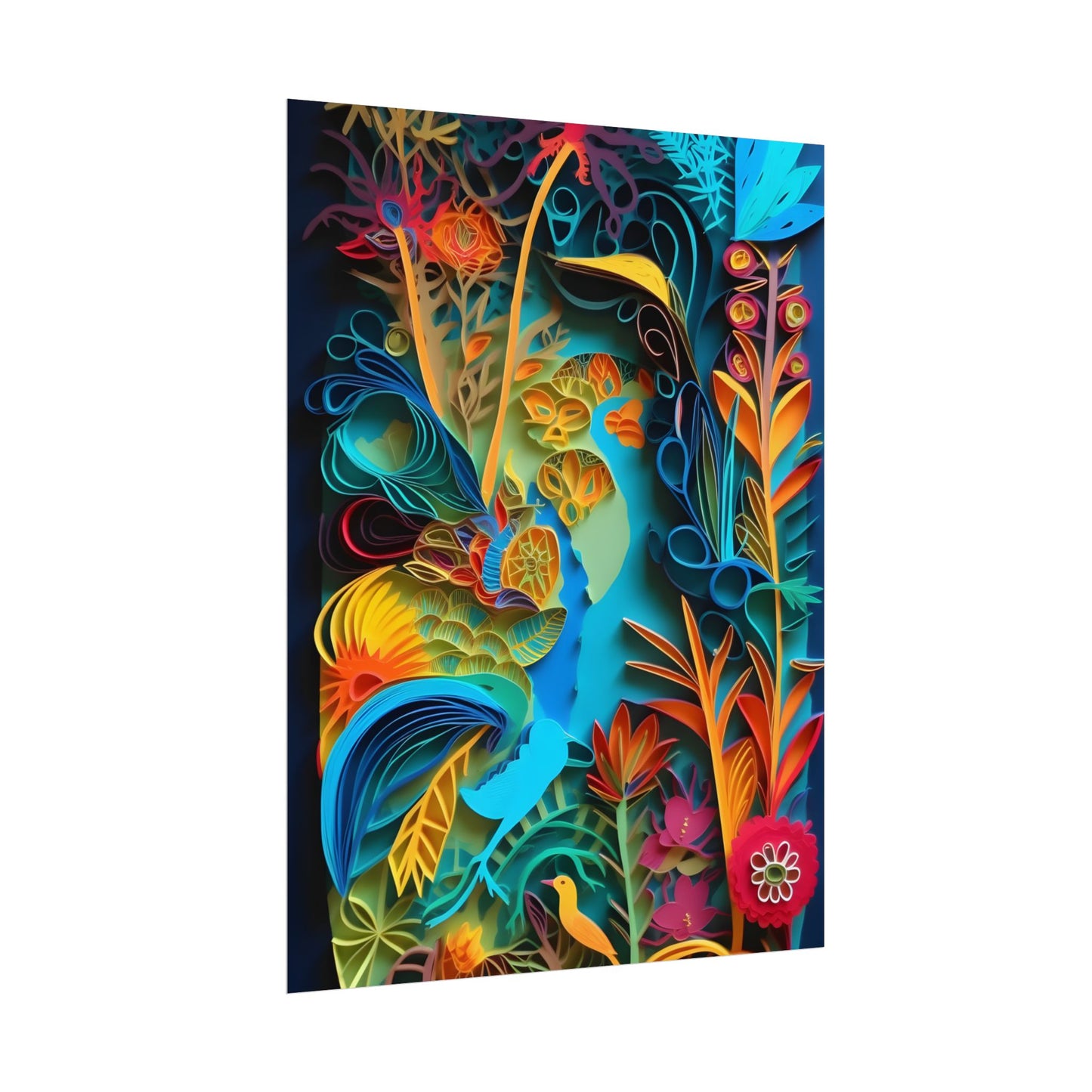 Indian Quilled Landscape: Colorful Paper Art - Poster