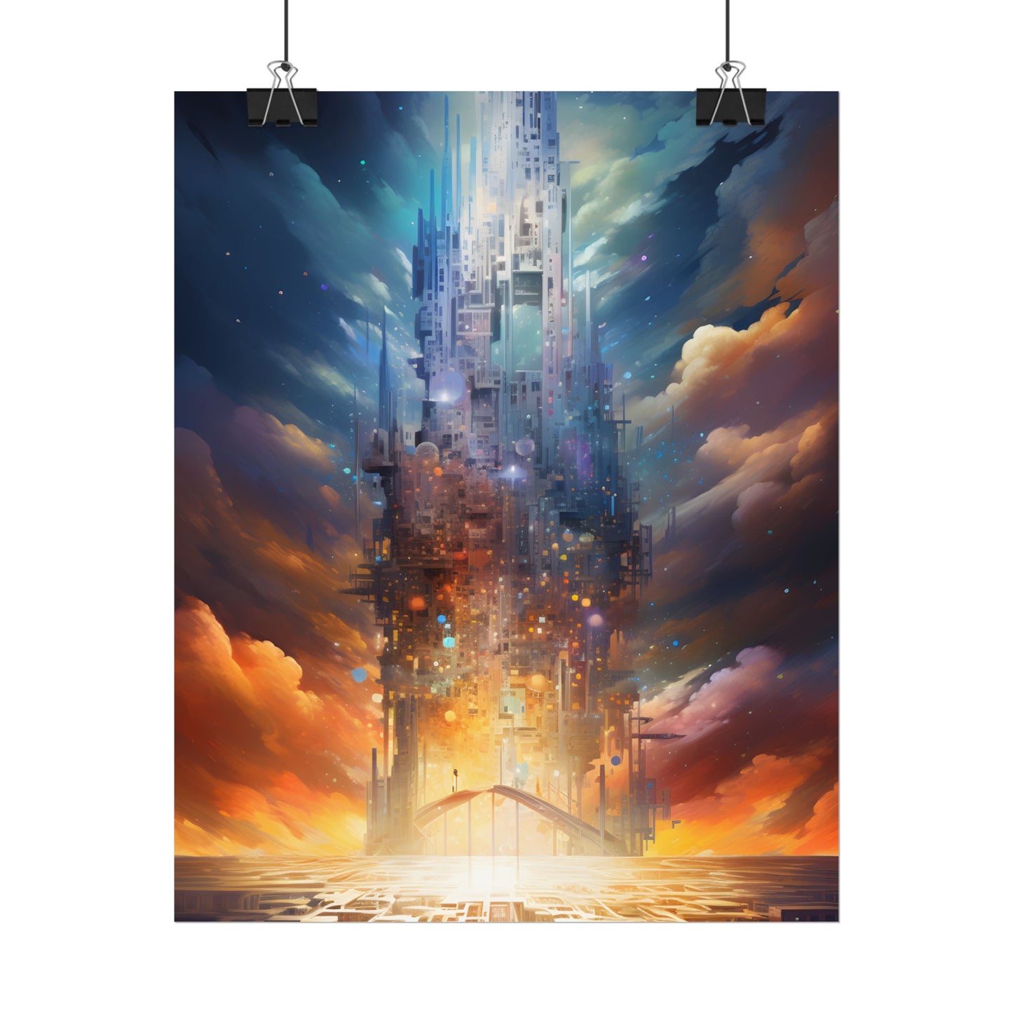 Vibrant Cyber Dreamscape: Abstract Digital Artwork - Poster