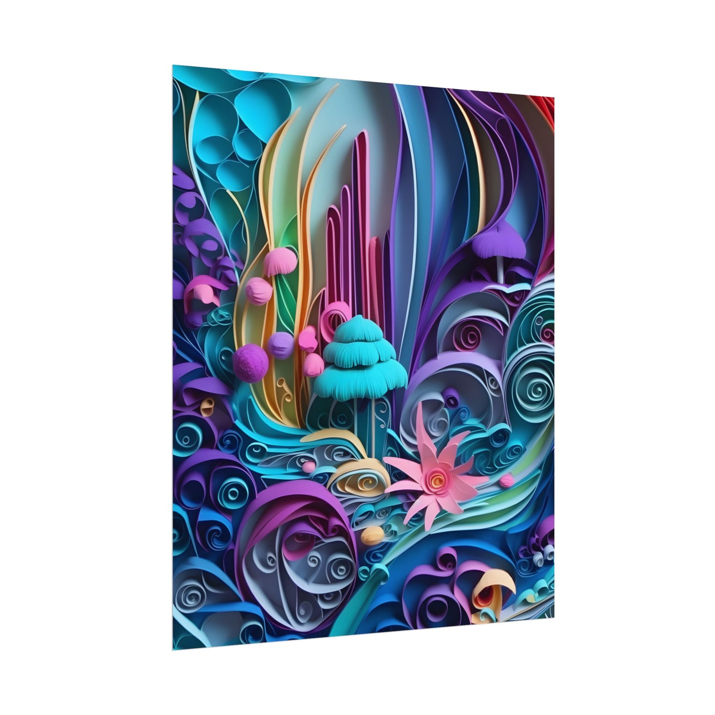 Vibrant Beach Landscape: Paper Quilling Artwork - Poster