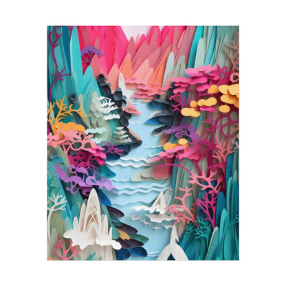 Japanese Paper Quilling Craft: Vibrant Landscape Art - Poster