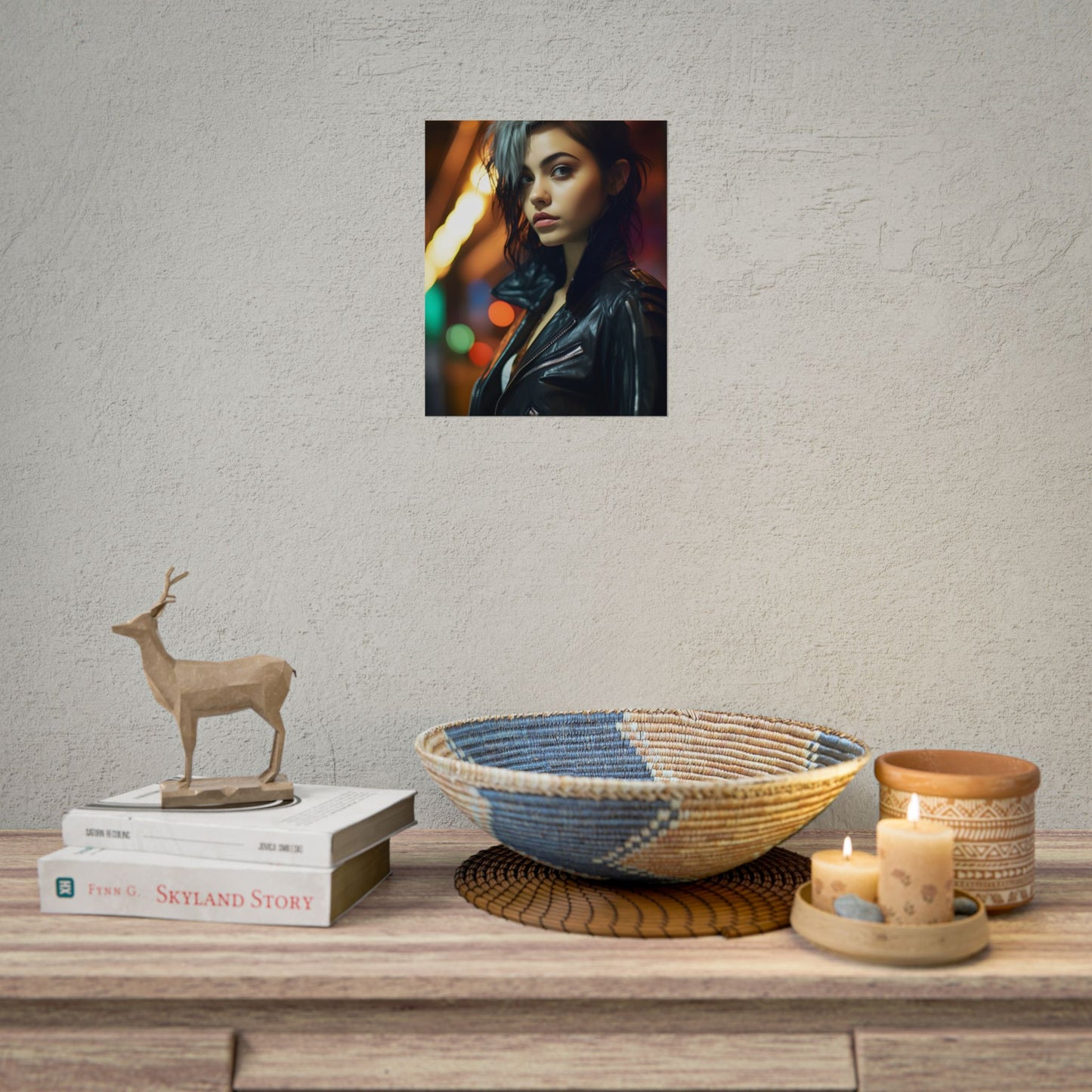 Vibrant Digital Art Print: Teenage Cyberpunk Close-Up - Poster