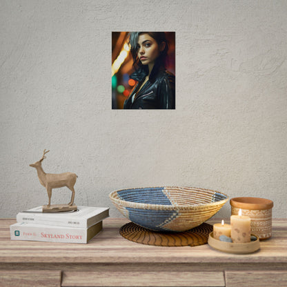 Vibrant Digital Art Print: Teenage Cyberpunk Close-Up - Poster