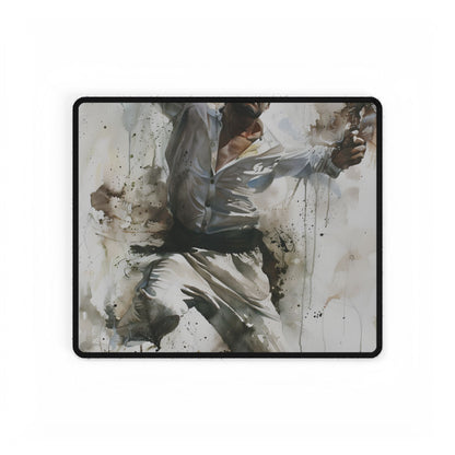 Watercolor Artwork: Man Dancing in Dynamic Movement - Desk Mat