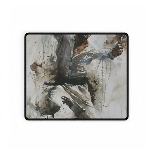 Watercolor Artwork: Man Dancing in Dynamic Movement - Desk Mat