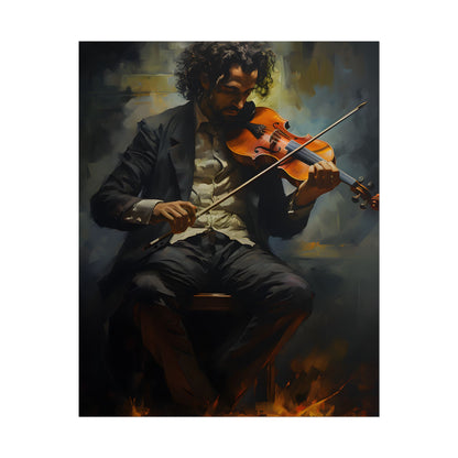 Mysterious Musician Portrait: Digital Artwork - Poster