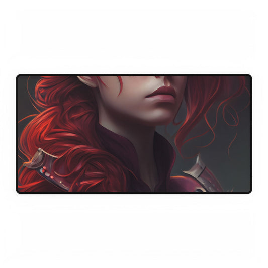 Realistic Red Hair Portrait: Soft Light Artwork - Desk Mat