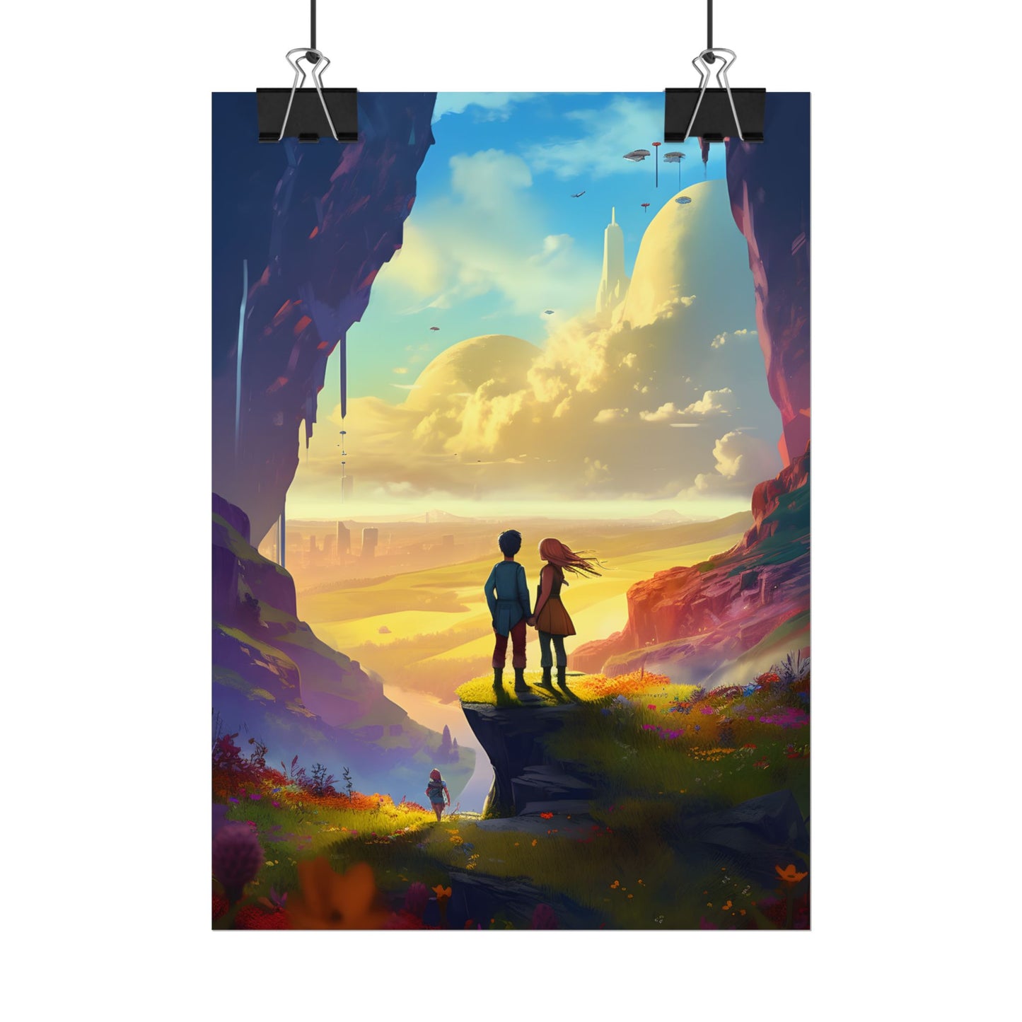 Nature's Friends: Girl and Boy on Meadow Hill - Poster