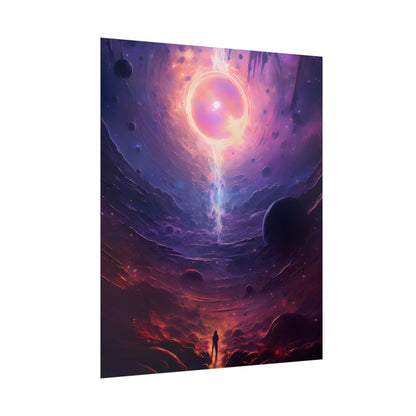 Black Hole Cosmic Odyssey: Dark Planet in Space Art - Poster