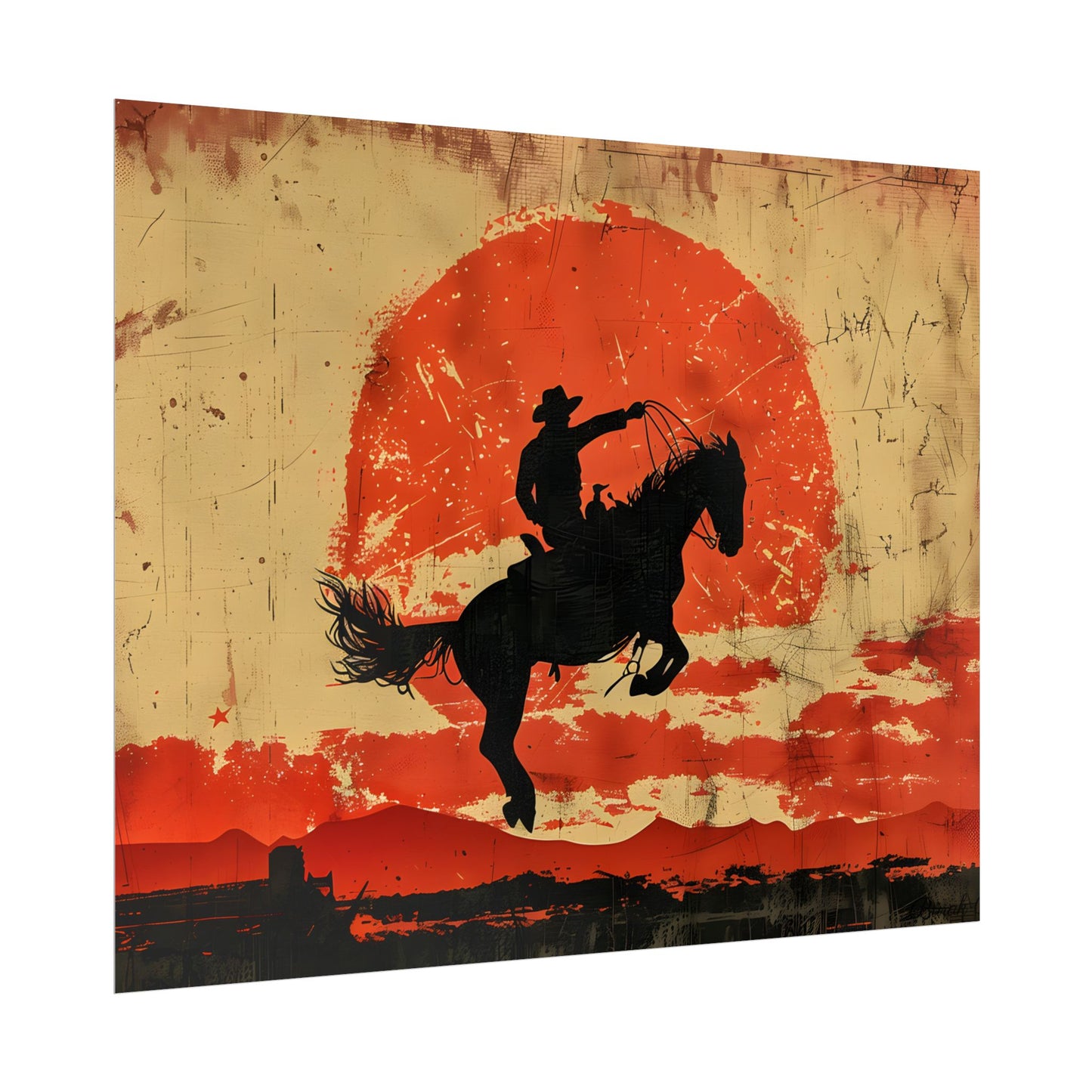 Vintage Rodeo Cowboy: Classic Bucking Bronco Art - Poster