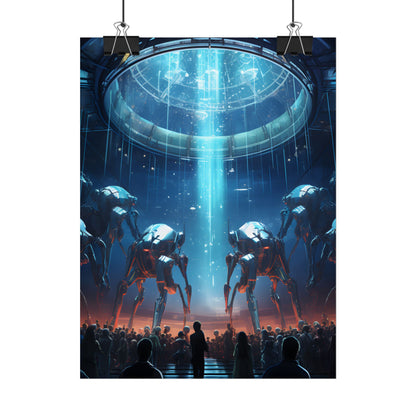 Vibrant Robot Symphony: A Harmonious Blend of Human and Robotic Musicians - Poster