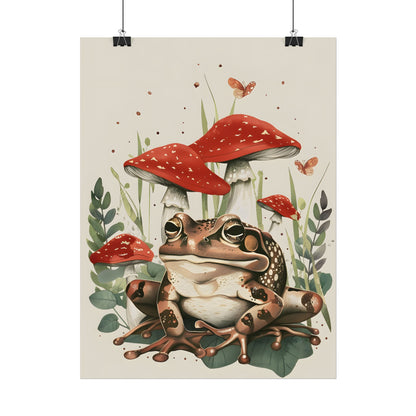 Retro Frog Smile: Colorful Mushroom Friends - Poster