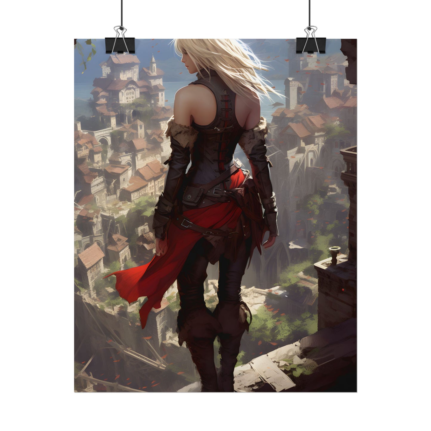 Blonde Anime Bloom: Calming Outdoor Artwork - Poster