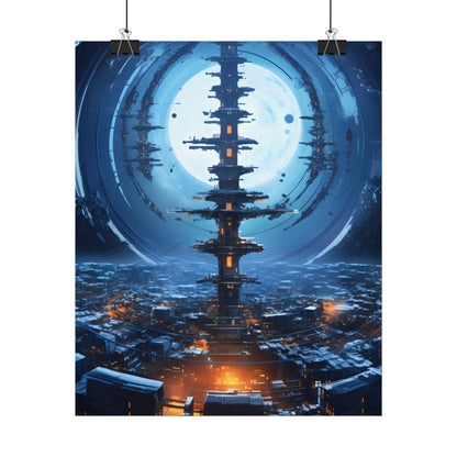 Aetherial Space Station: Low Earth Orbit Digital Art - Poster