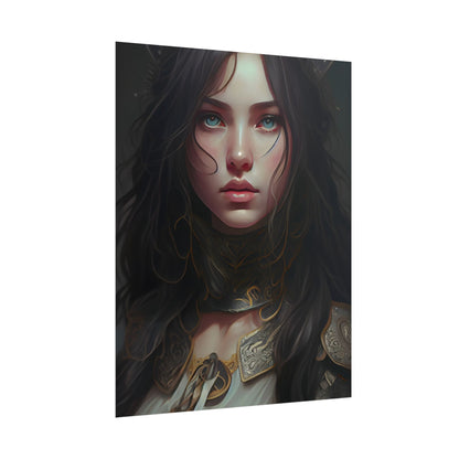 Vibrant Red Portrait: Dynamic Female Artwork - Poster