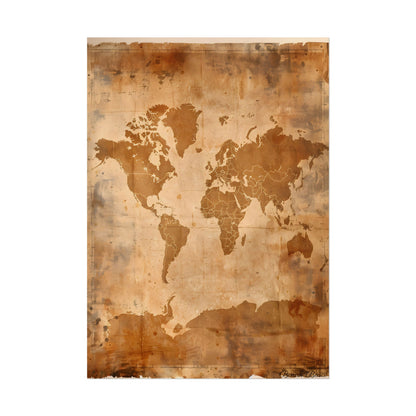 Vintage World Map: Artistic Cartography on Canvas - Poster