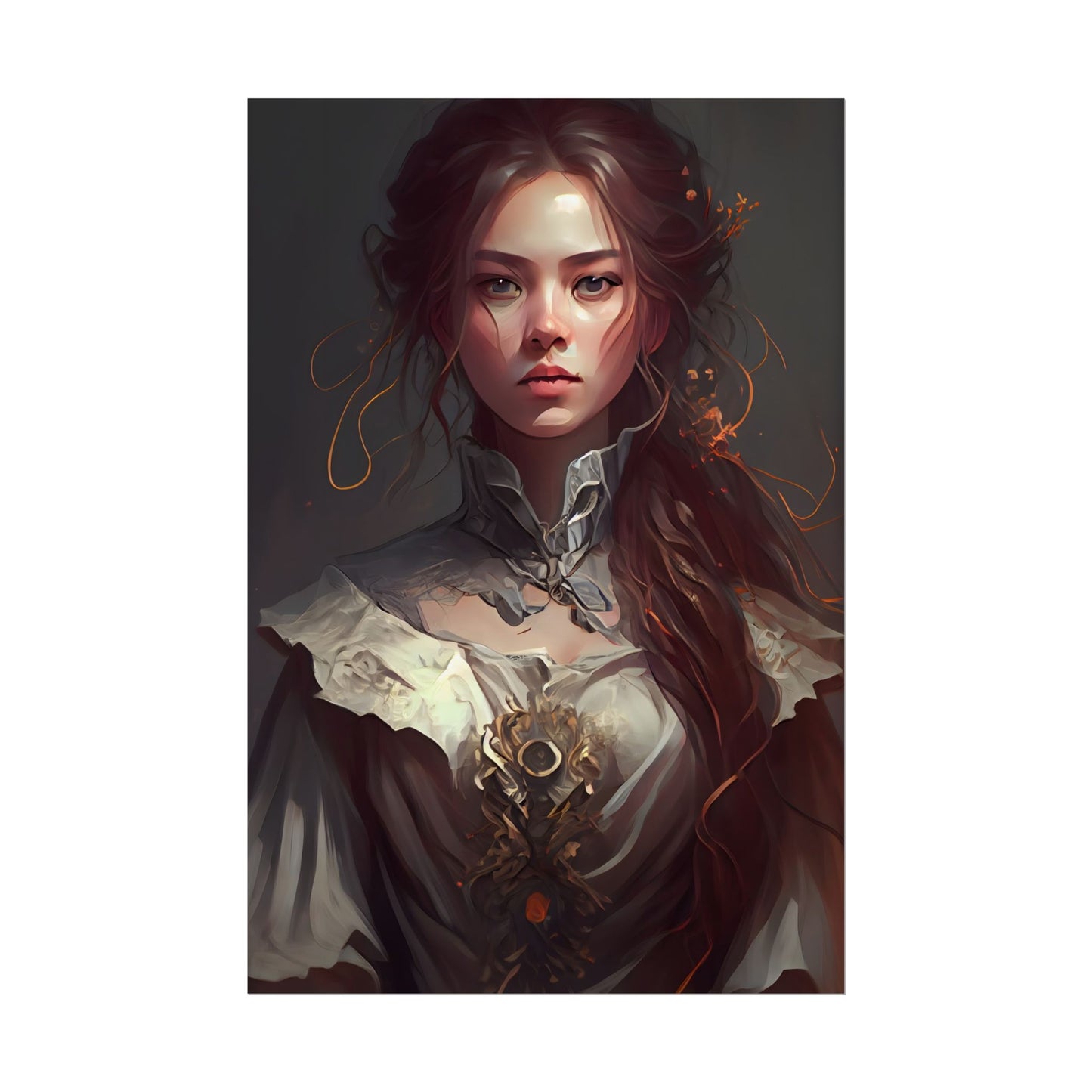 Elegant Professional Portrait: Brown Hair - Poster