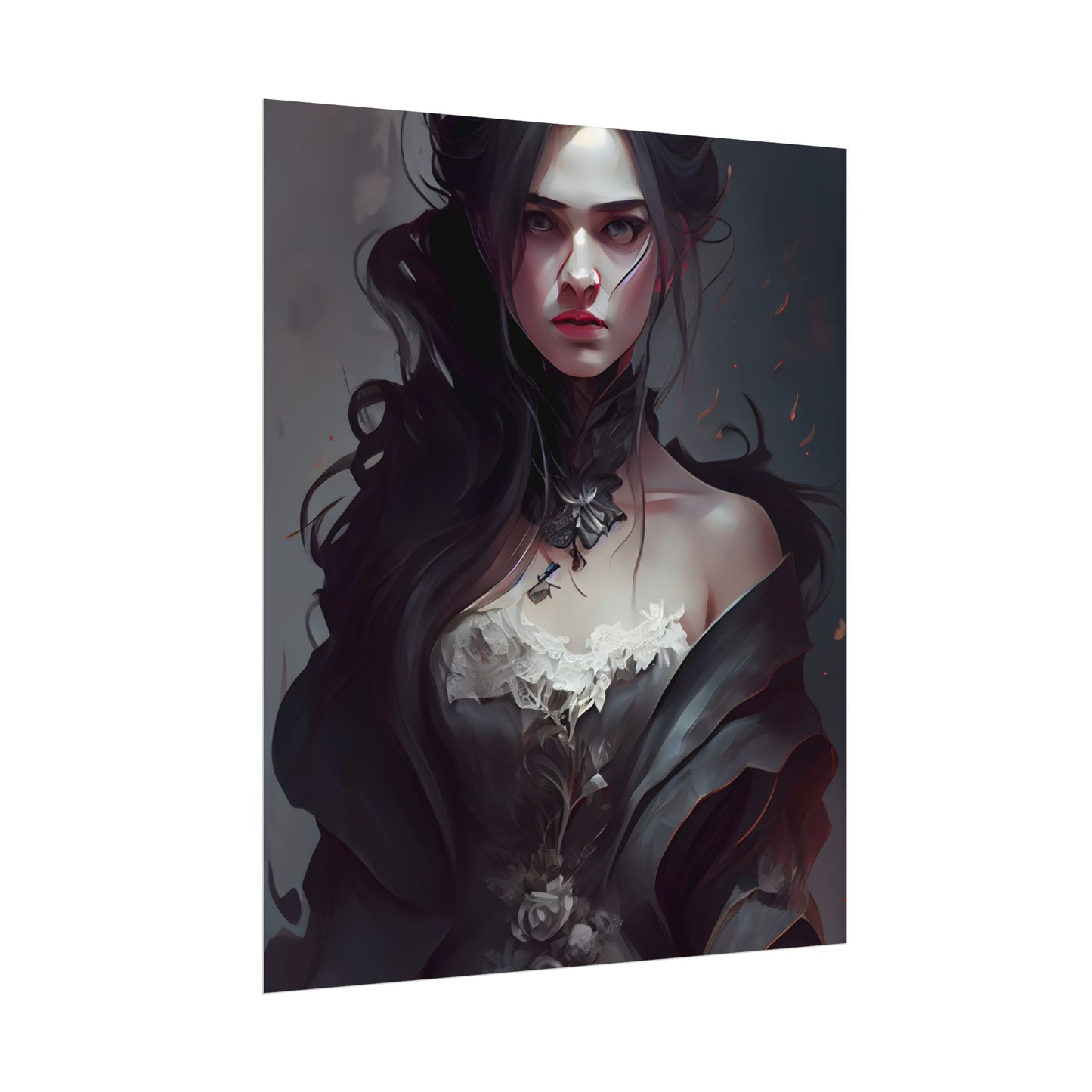 Black Haired Female Portrait: Elegant Outdoor Beauty - Poster
