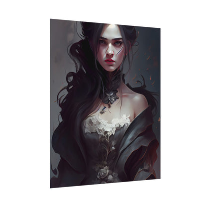 Black Haired Female Portrait: Elegant Outdoor Beauty - Poster