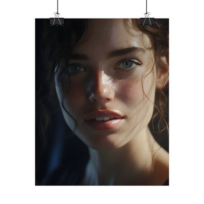 Smiling Portrait of a Woman: Close-Up Art - Poster