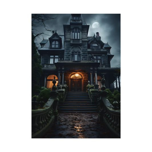 Victorian Haunted Estate: Dark Atmospheric Artwork - Poster