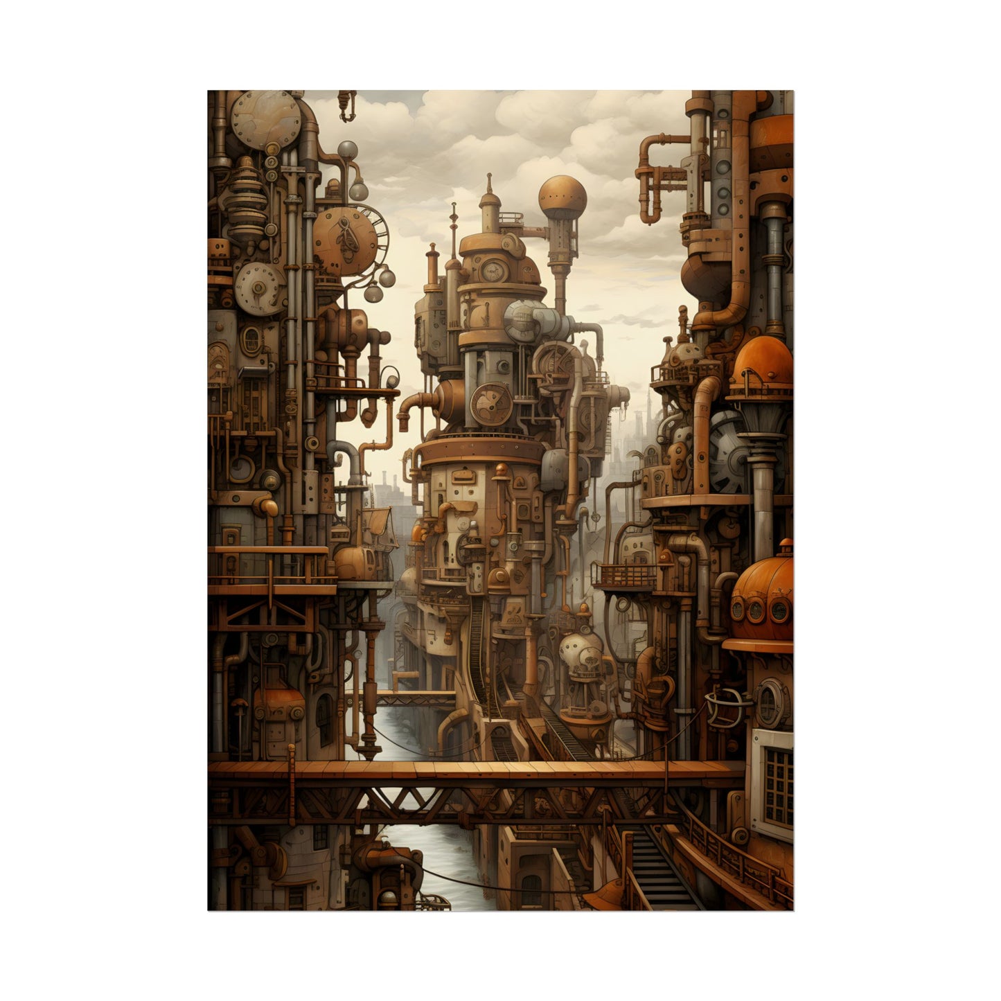Steampunk Cityscape: Vintage Parisian Dreamscape - Poster