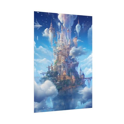 Floating City in Celestial Fantasy Realm: Dreamlike Digital Art - Poster