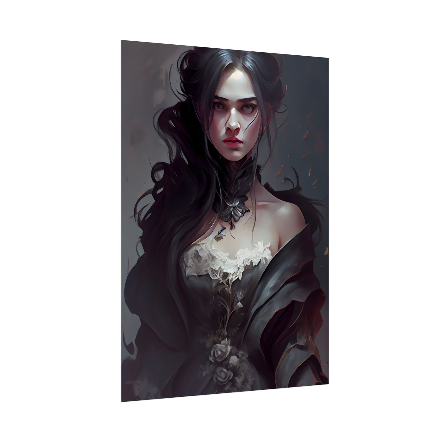 Black Haired Female Portrait: Elegant Outdoor Beauty - Poster
