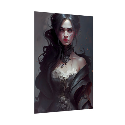 Black Haired Female Portrait: Elegant Outdoor Beauty - Poster