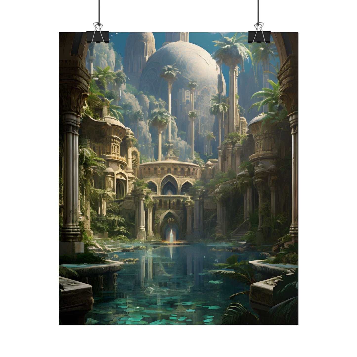 Majestic Desert Oasis: Arabian Nights-Inspired Bird's Eye View - Poster
