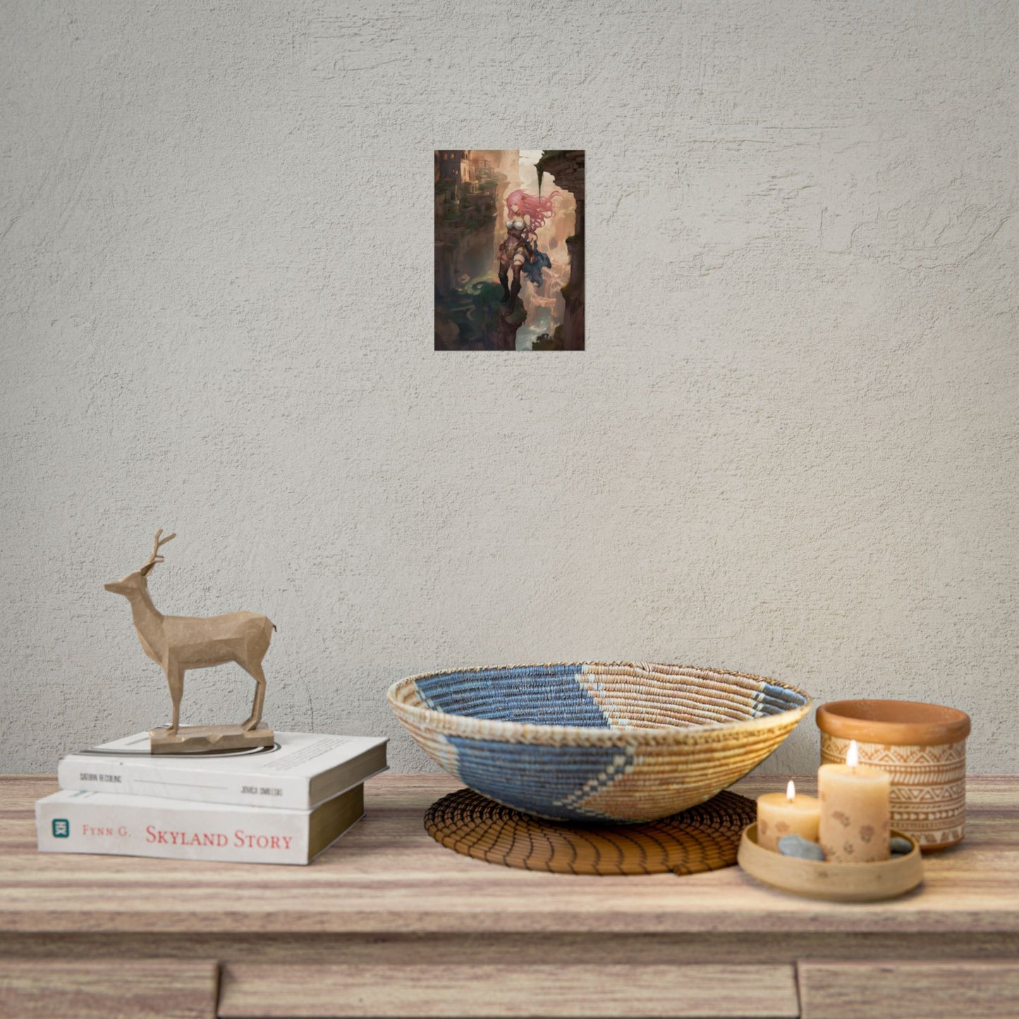 Dramatic Birds Eye View: Anime-Style Bird in Flight - Poster