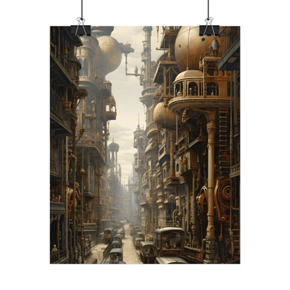 Steampunk Cityscape: A Glimpse into Jules Verne's Paris - Poster