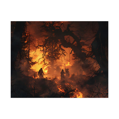 Misty Sunset Forest: Group Gathering - Poster