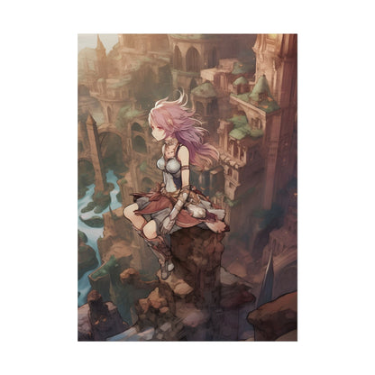 Dramatic Anime Feather: Detailed Urban Artwork - Poster