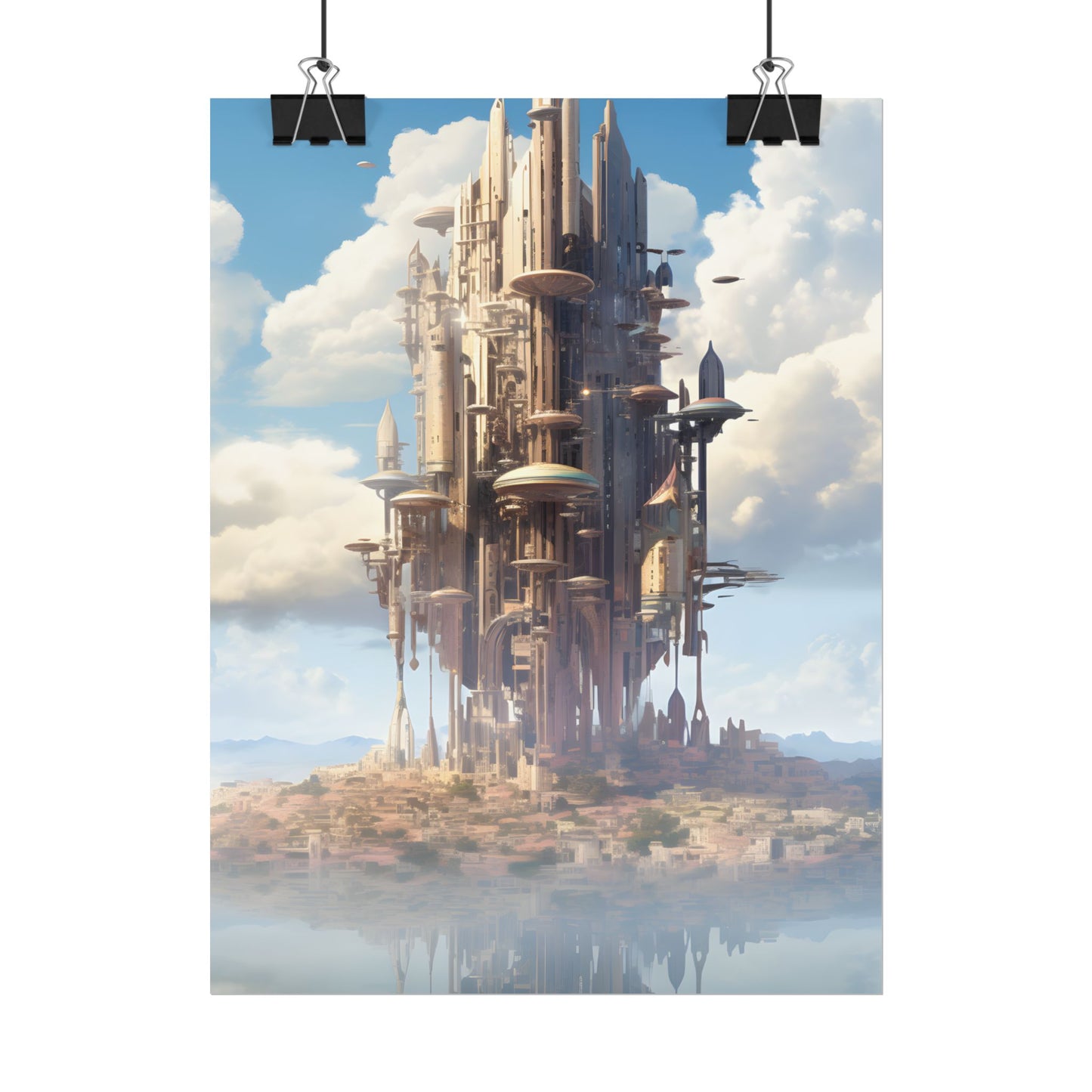 Breathtaking Floating Cityscape: Columbia 6 Digital Art - Poster
