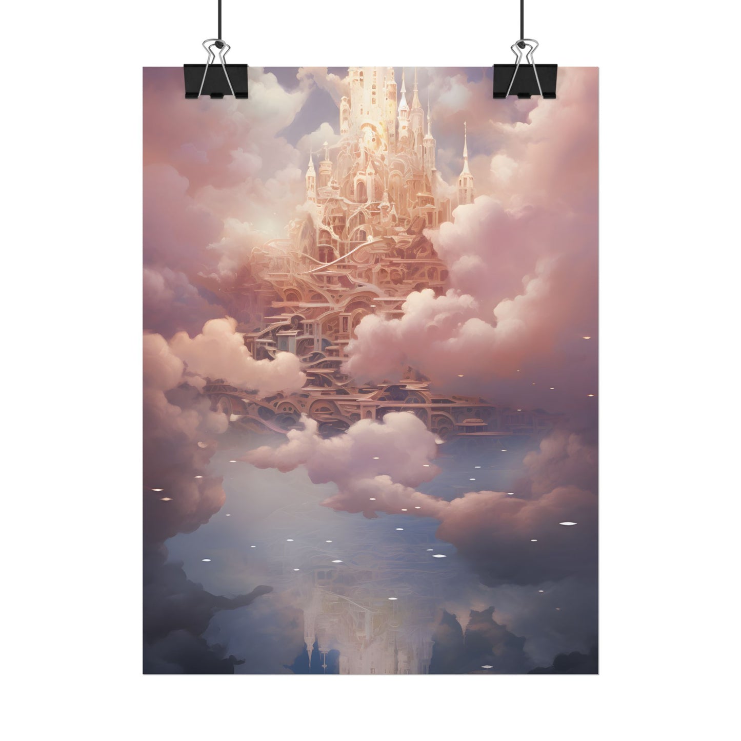 Celestial Fantasy Floating City: Digital Artwork - Poster