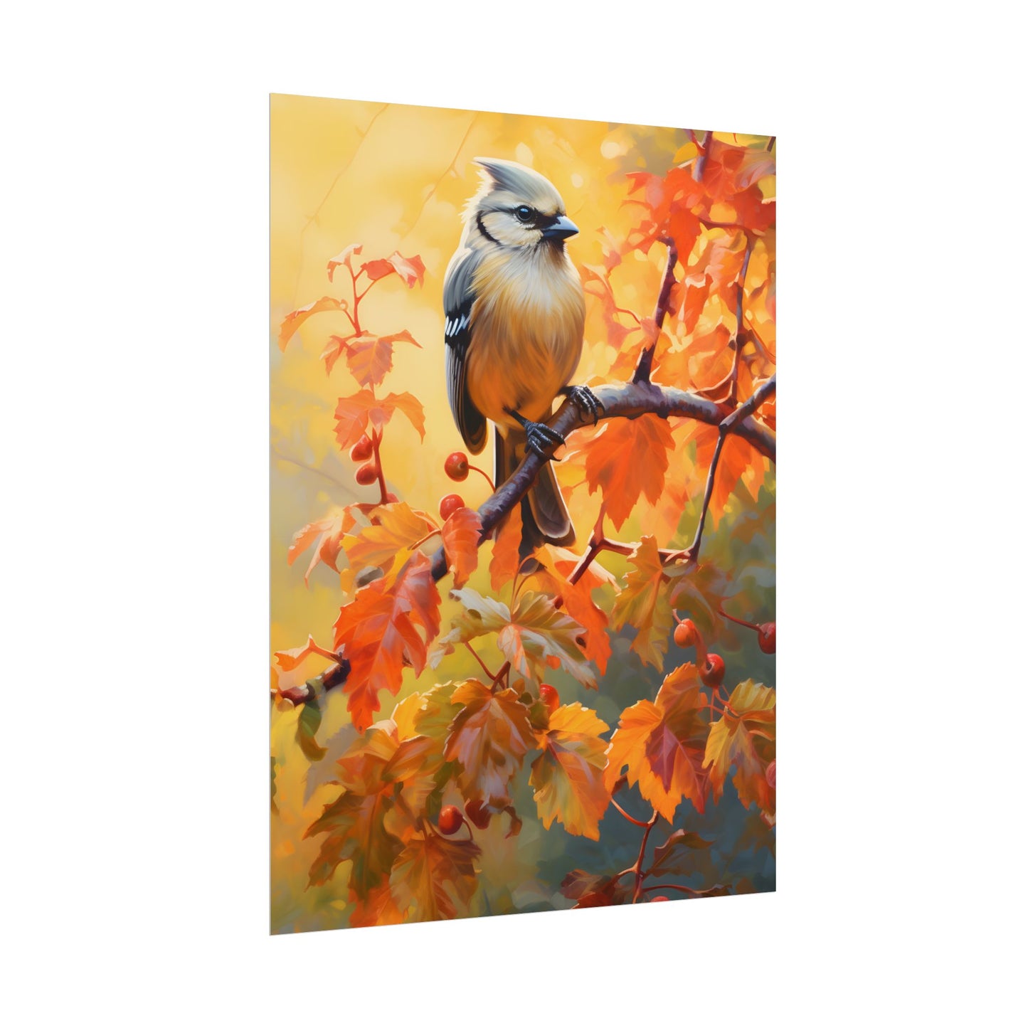 Vibrant Oak Branch: Oil Painting of Nature's Serenity - Poster