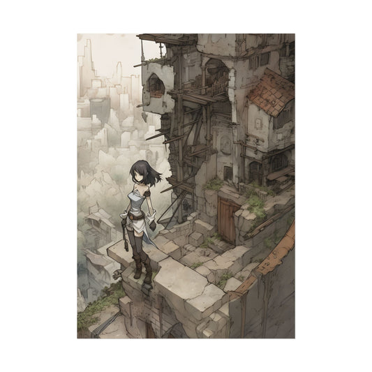 Dramatic Anime Bird Art: Detailed Illustration - Poster