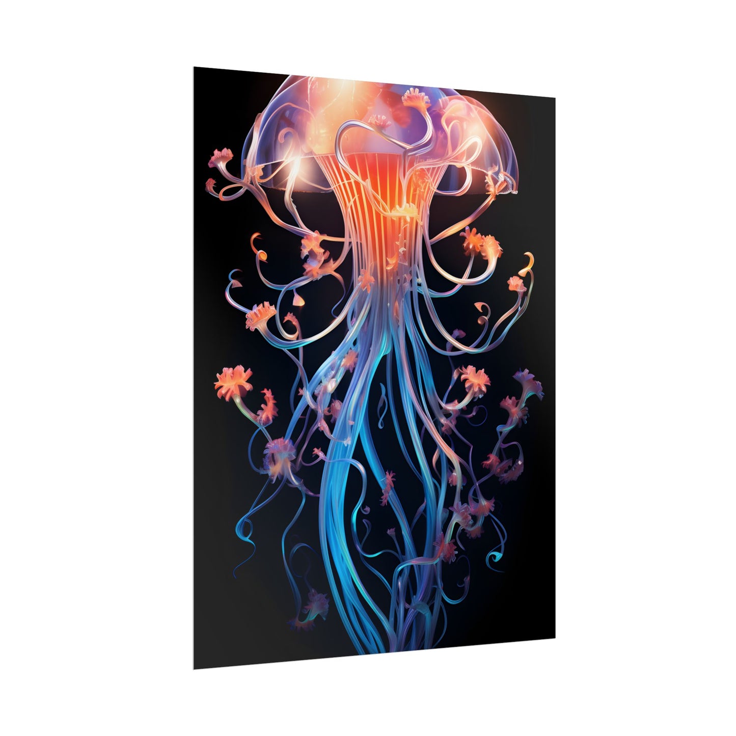 Bioluminescent Oceanic Ballet: Elegantly Poised Dancer in Underwater Performance - Poster