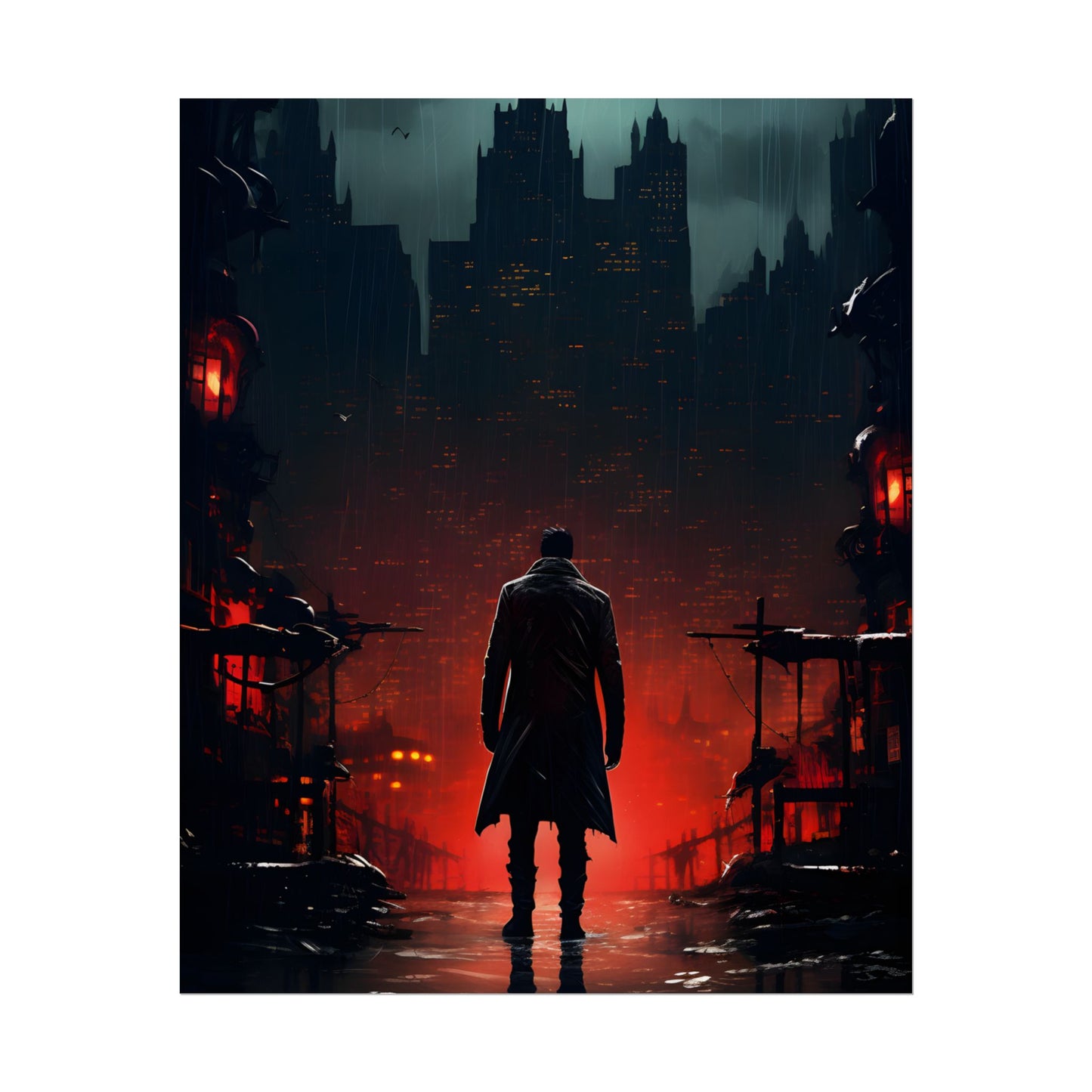 Urban Fantasy Detective: Cityscape at Dusk - Noir Artwork - Poster