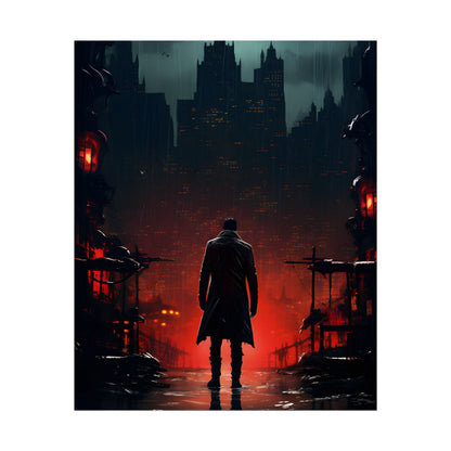 Urban Fantasy Detective: Cityscape at Dusk - Noir Artwork - Poster